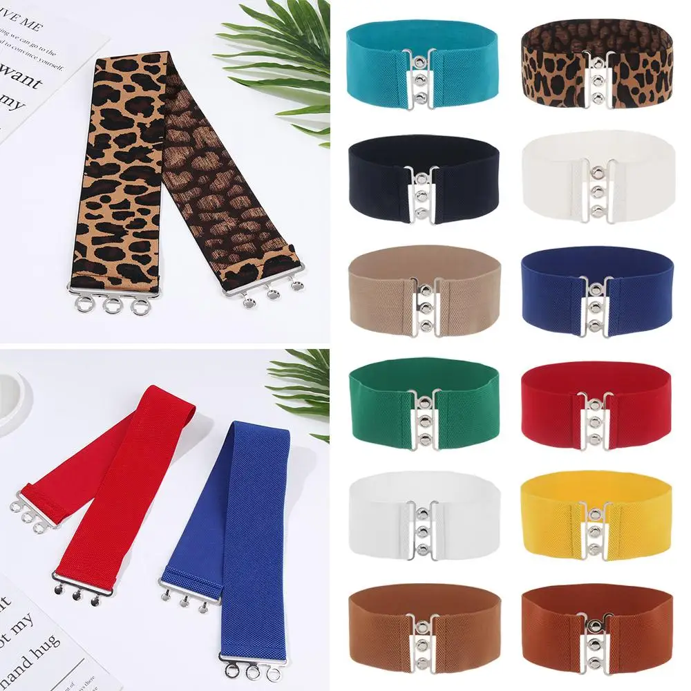 Fashion Casual Stretch Dress Cummerbands Wide Elastic Belt Metal Buckle Waistband Waist Band
