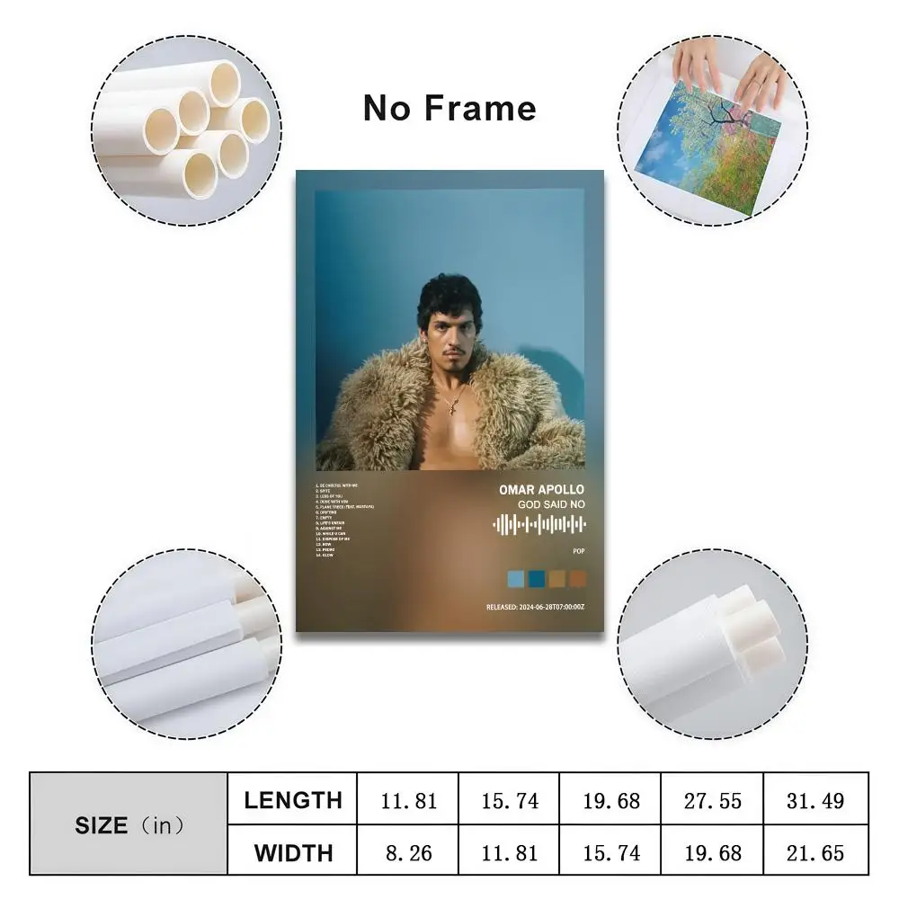 Omar Apollo Poster Peelable Self-Adhesive Album Cover Poster Stickers, Frameless Wall Art for Singer Band Pop Rap Bedroom