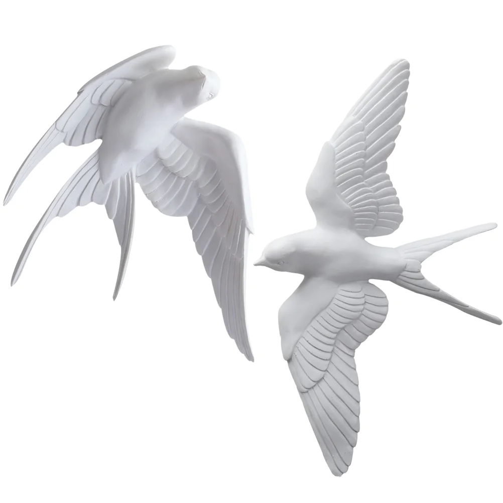 

2 Pcs Wall Decoration Pendant Garden Bird Model House Decorations for Home Ocean Living Room Simulation Hanging Swallow Statue