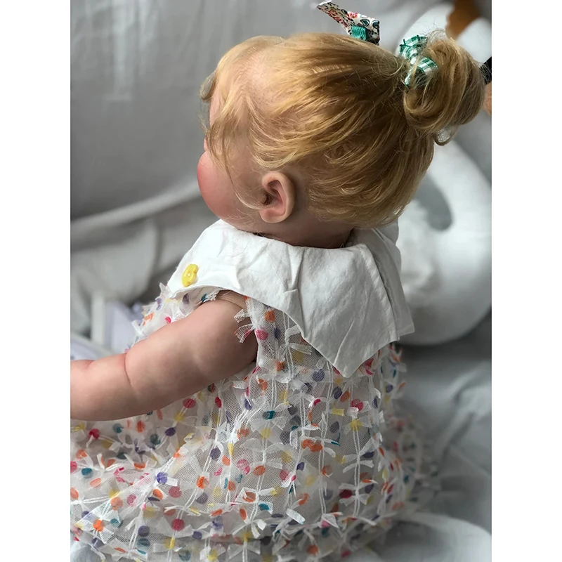 60 سنتيمتر حجم كبير تولد من جديد دمية طفل مادي فتاة مع شعر أشقر طبقات متعددة اللوحة ثلاثية الأبعاد الجلد مع الأوردة المرئية Bonecas Bebe #6