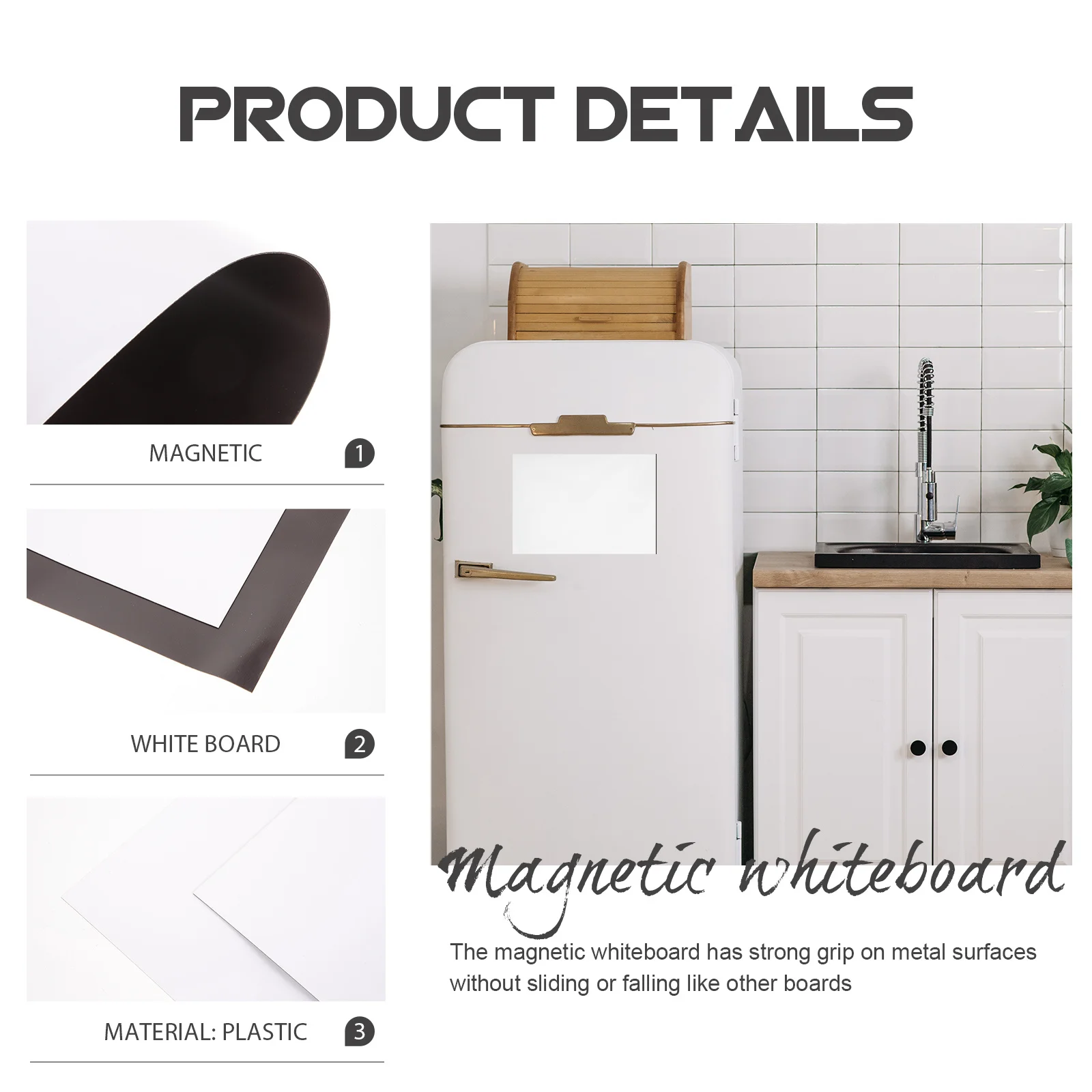 

2Pcs Magnetic Whiteboard Sticker Fridge Reminder Erasable Message Board with Pen Memo Label for Home Cafe Restaurants