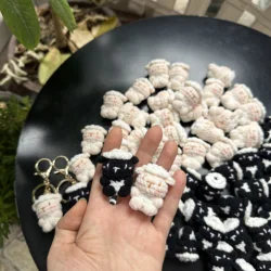 4cm Cute Mini Jelly Lamb Crochet Keychain For Gifts Creative Handmking Cartoon Sheep Doll Knitting Keyring Accessories Wholesale