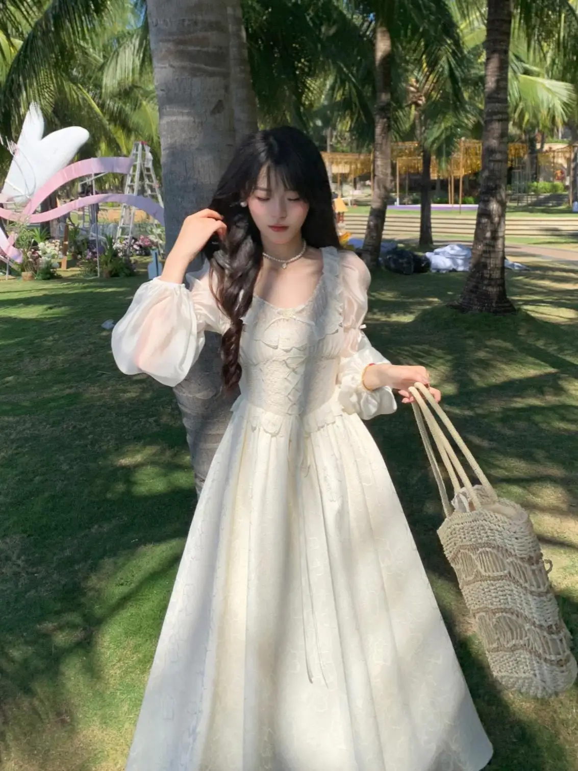 

Korea Spring Summer Women Fashion Elegant Casual Midi Party Dress Vintage A-Line Solid Chic Prom Wedding Vestidos