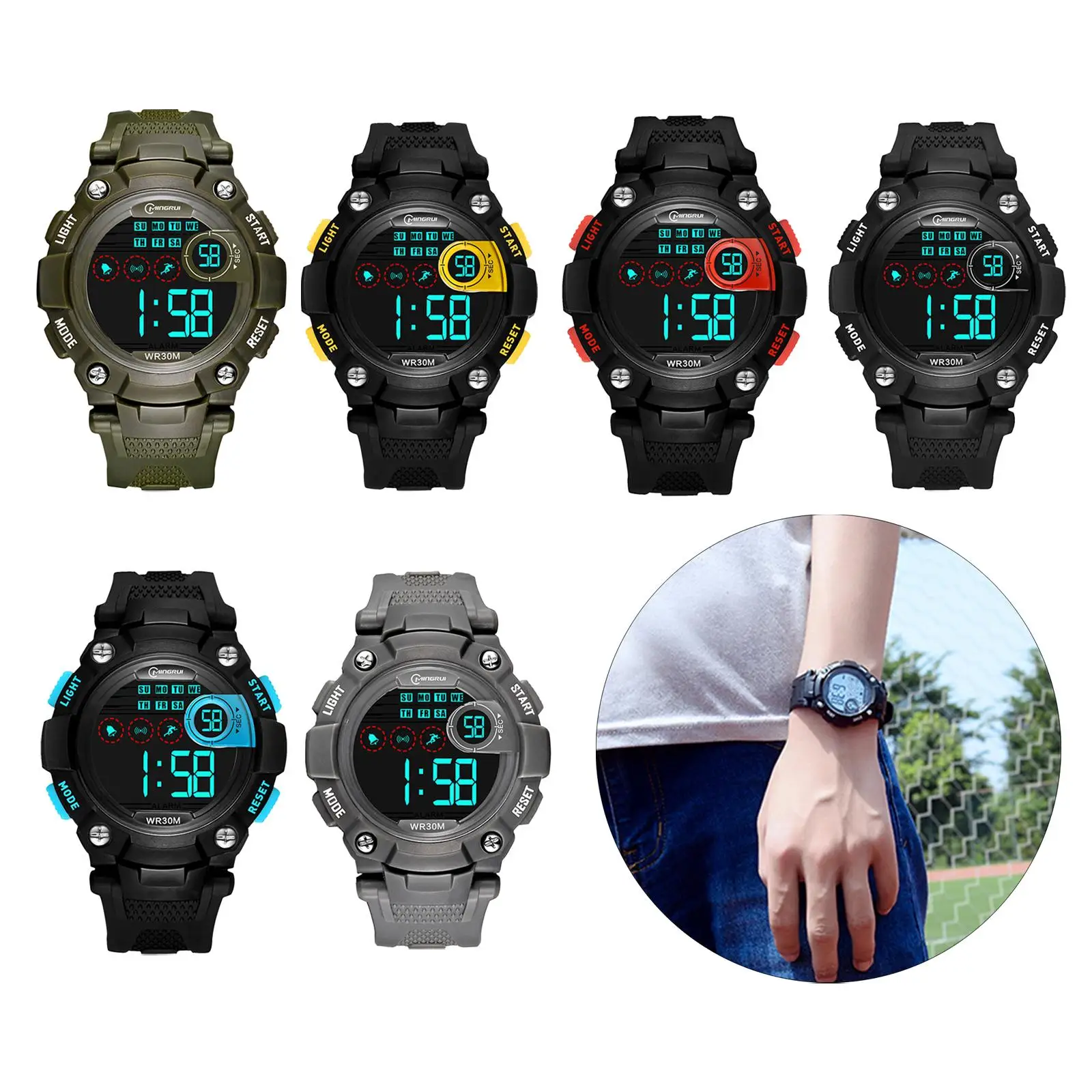 Kids Boys Digital Wristwatch Multifunction Electronic Waterproof 30M Alarm Stopwatch Calendar Sport Outdoor Chronograph Luminous