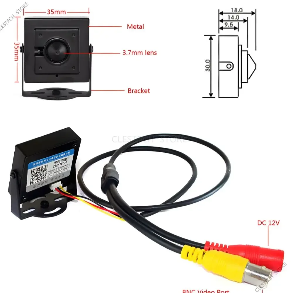2.8 مللي متر عدسة مخروطية HD كاميرا CCTV صغيرة مع رؤية ضوء النهار CVBS إخراج 32x32 مللي متر حامل معدني متوافق مع أمن تلفزيون السيارة المنزلية #4