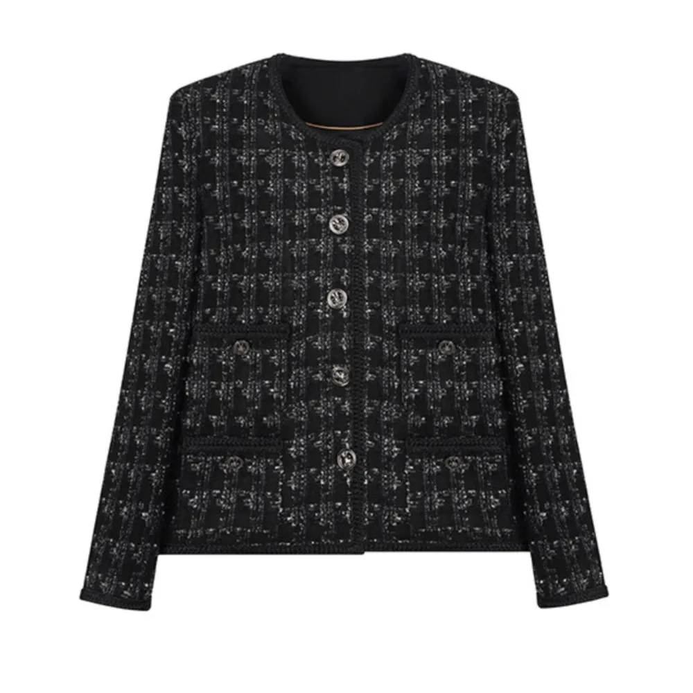 

Black tweed women's coat autumn new couture suit top