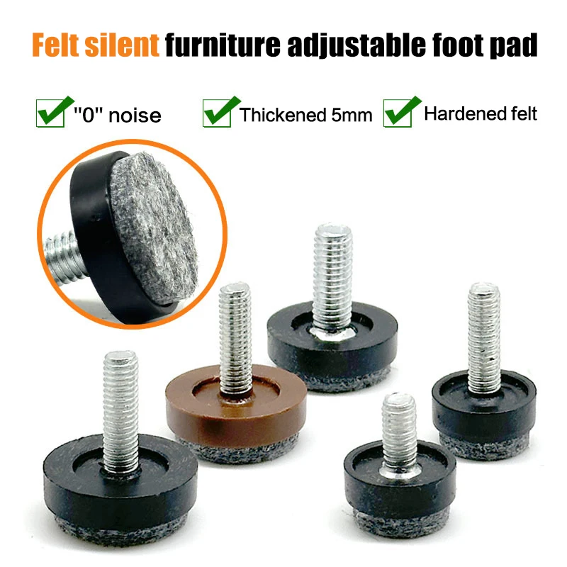 Furniture Leg Pads 4/8Pcs Felt Adjustable Round Anti Slip M6 M8 Table Chair Cabinet Balance Feet Home Improvement