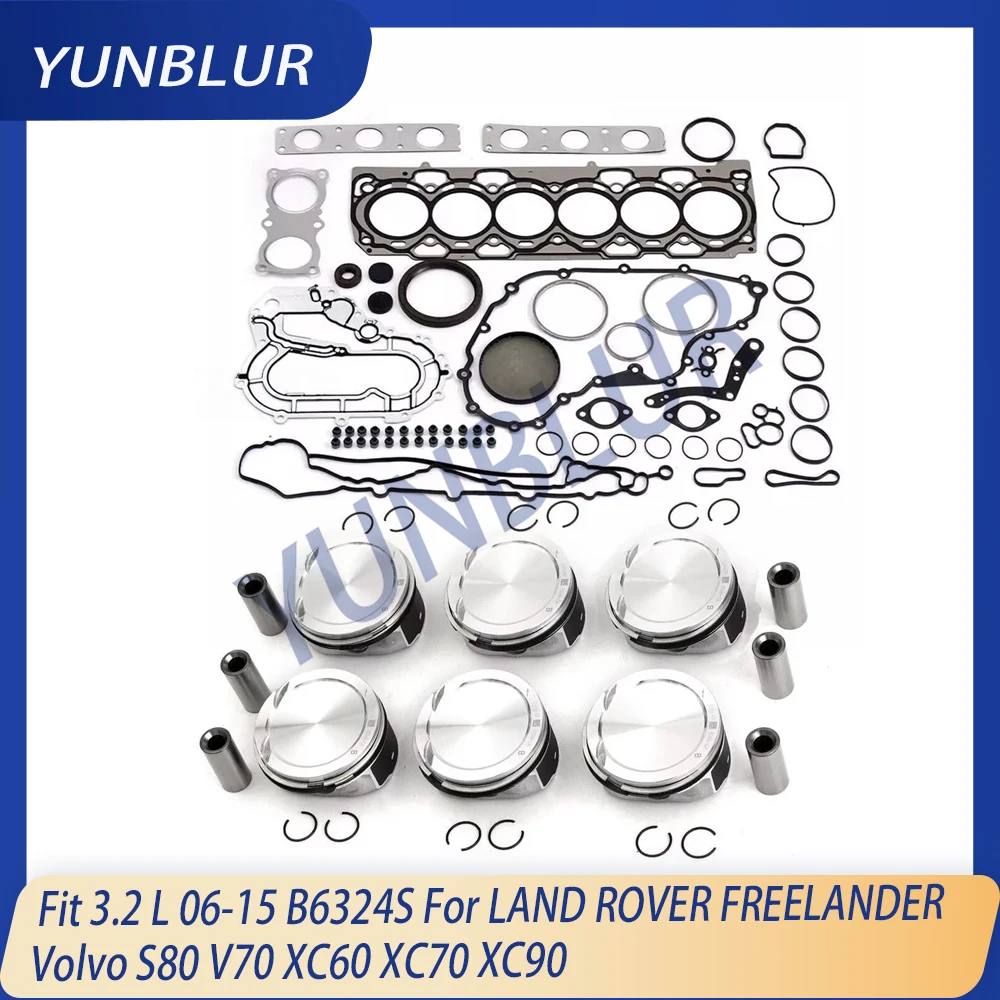 

84mm STD Engine Piston & Ring Full Gasket Set Kit Fit 3.2 L L6 06-15 B6324S 2 4 5 For LAND ROVER VOLVO S80 V70 XC60 XC70 XC90