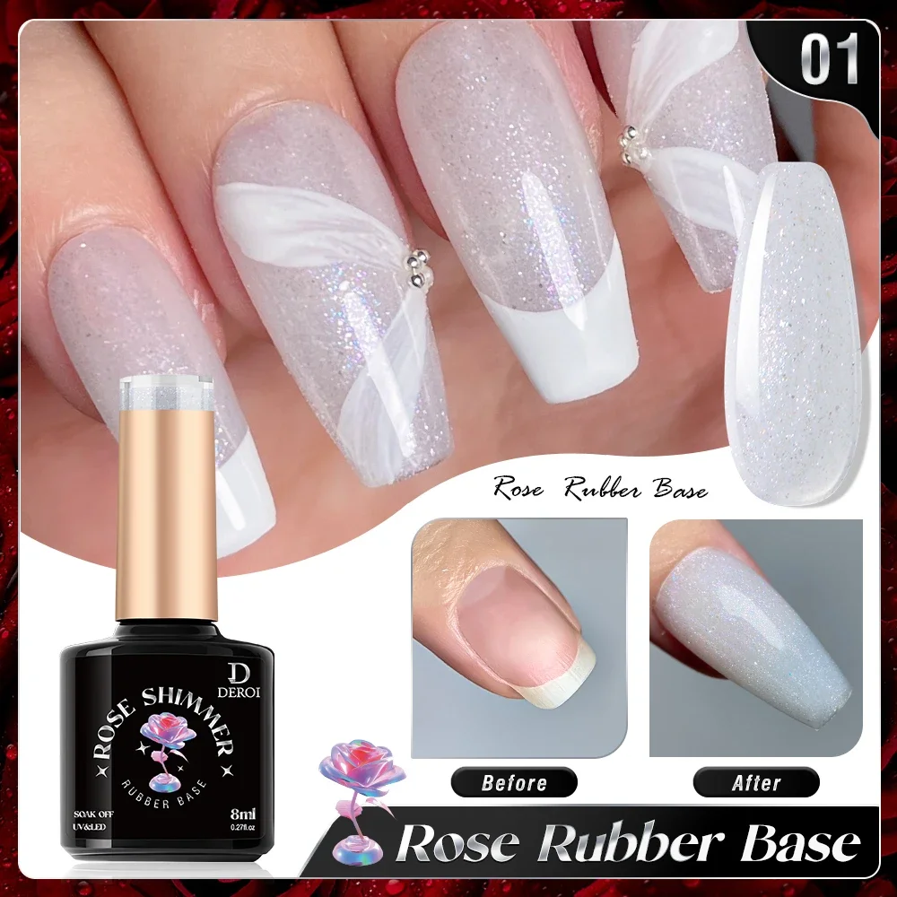 DEROI Natuurlijke Roze Rubberen Basis Top Coat UV Gel Nagellak Semi Permanente Naakt Jelly Gel Losweken Manicure voor Nagelaccessoires