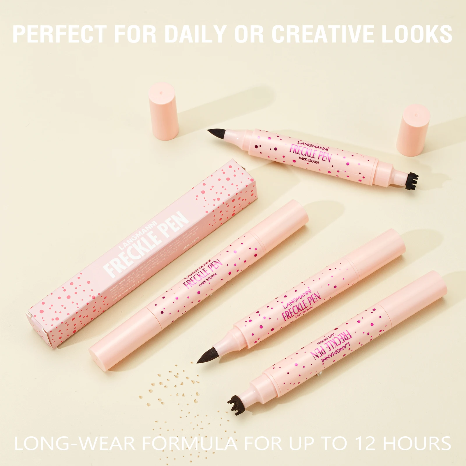 2 IN 1 Double Natural Simulation Sommersprossenstift, Farbe, wasserfest, einfache Farbe, Sommersprossenstift