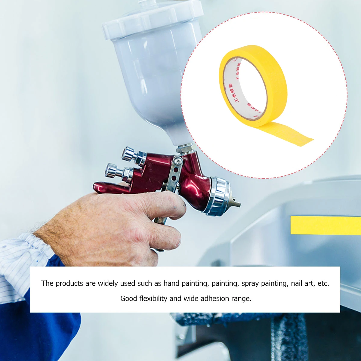 Masking Tape Rubber Color Separation Mark White Pipeline Sticky Paper Long Size Temperature No Residue Trimming