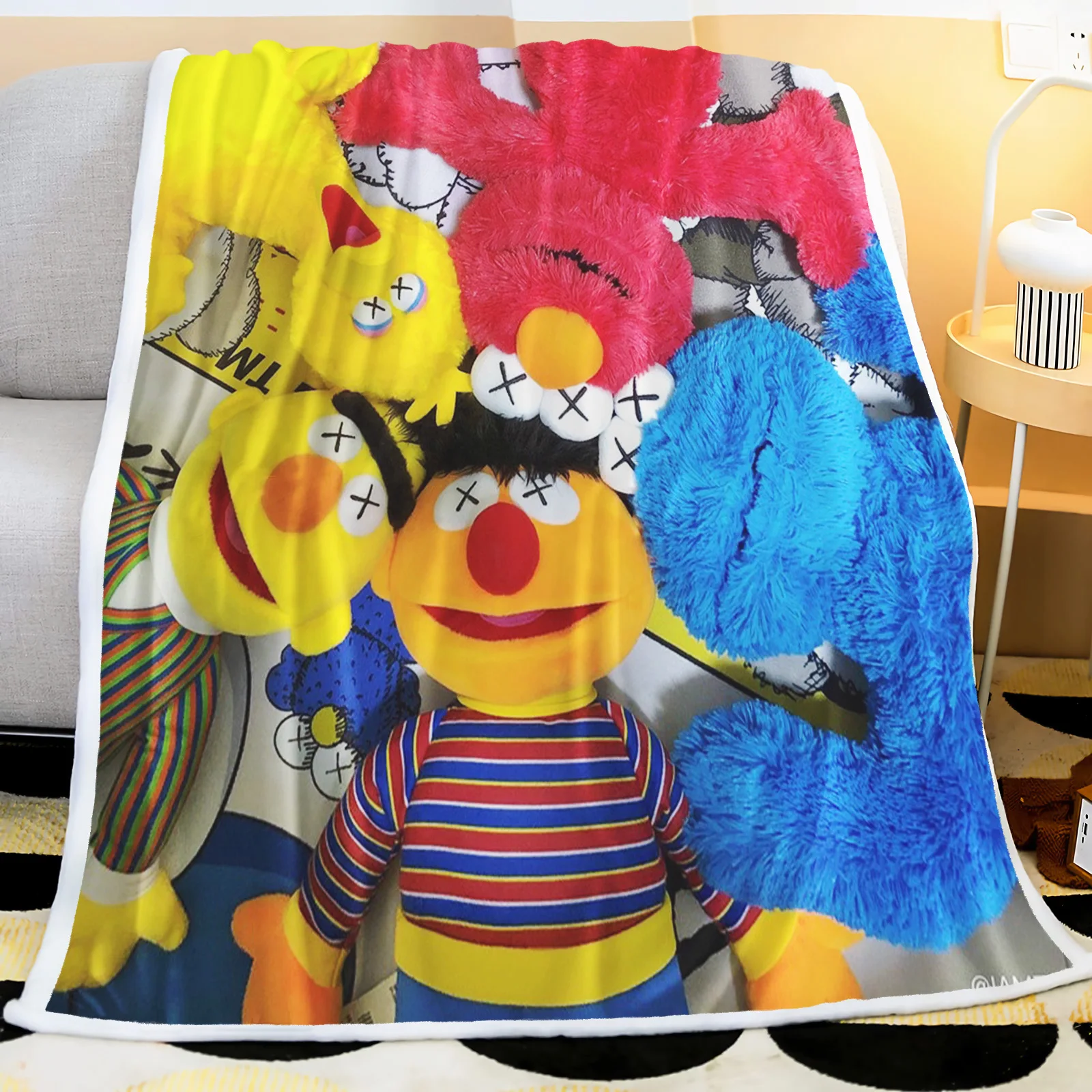 Sesame Street Furry Custom Blanket Luxury Plush Blankets Throw Baby  Winter Fleece Microfiber Fabric Modern Printed