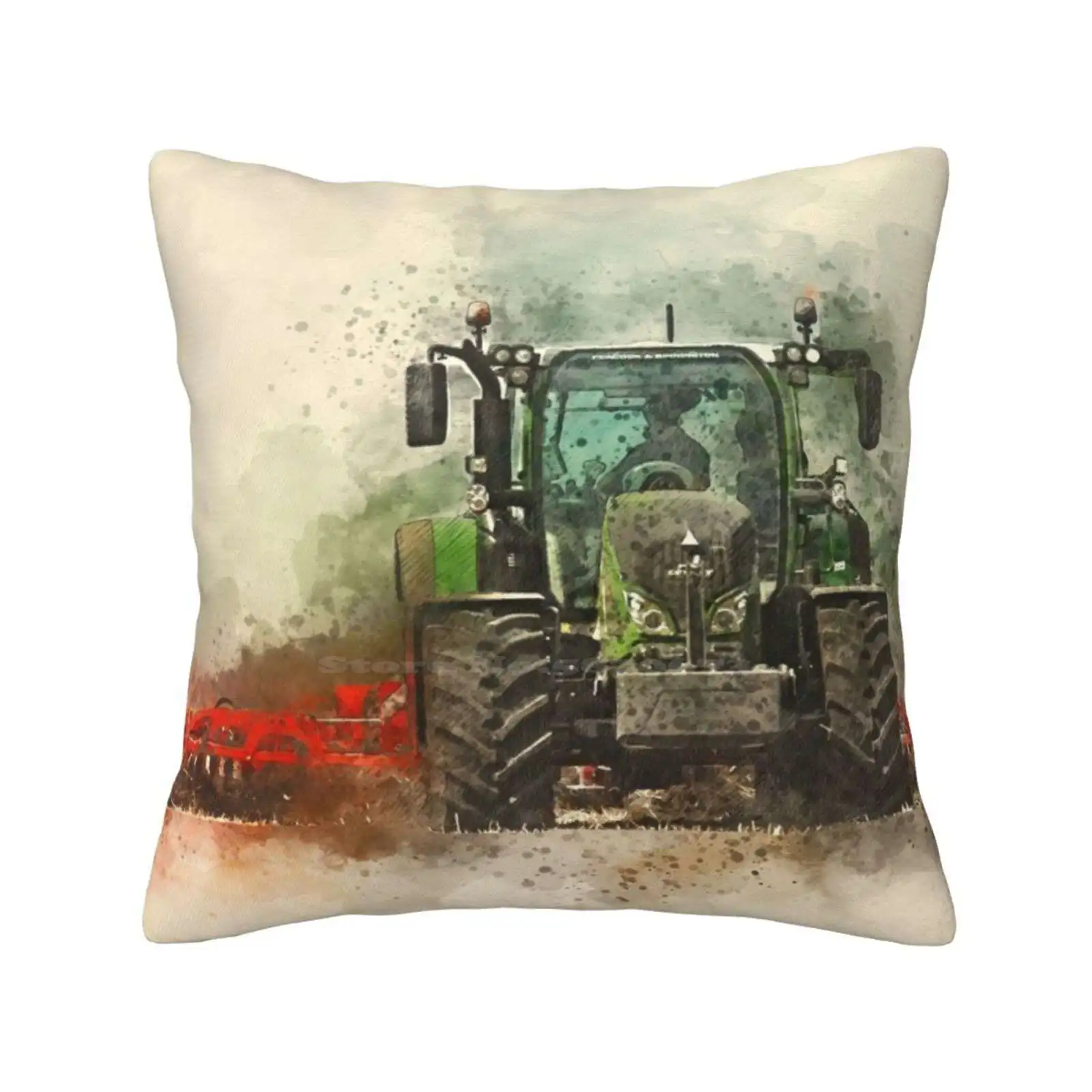 Fendt Tractor Grafting Pillowslip Pillowcase Fendt Tractor Working Grafting Power Pulling Farming Agriculture Lincolnshire Dust