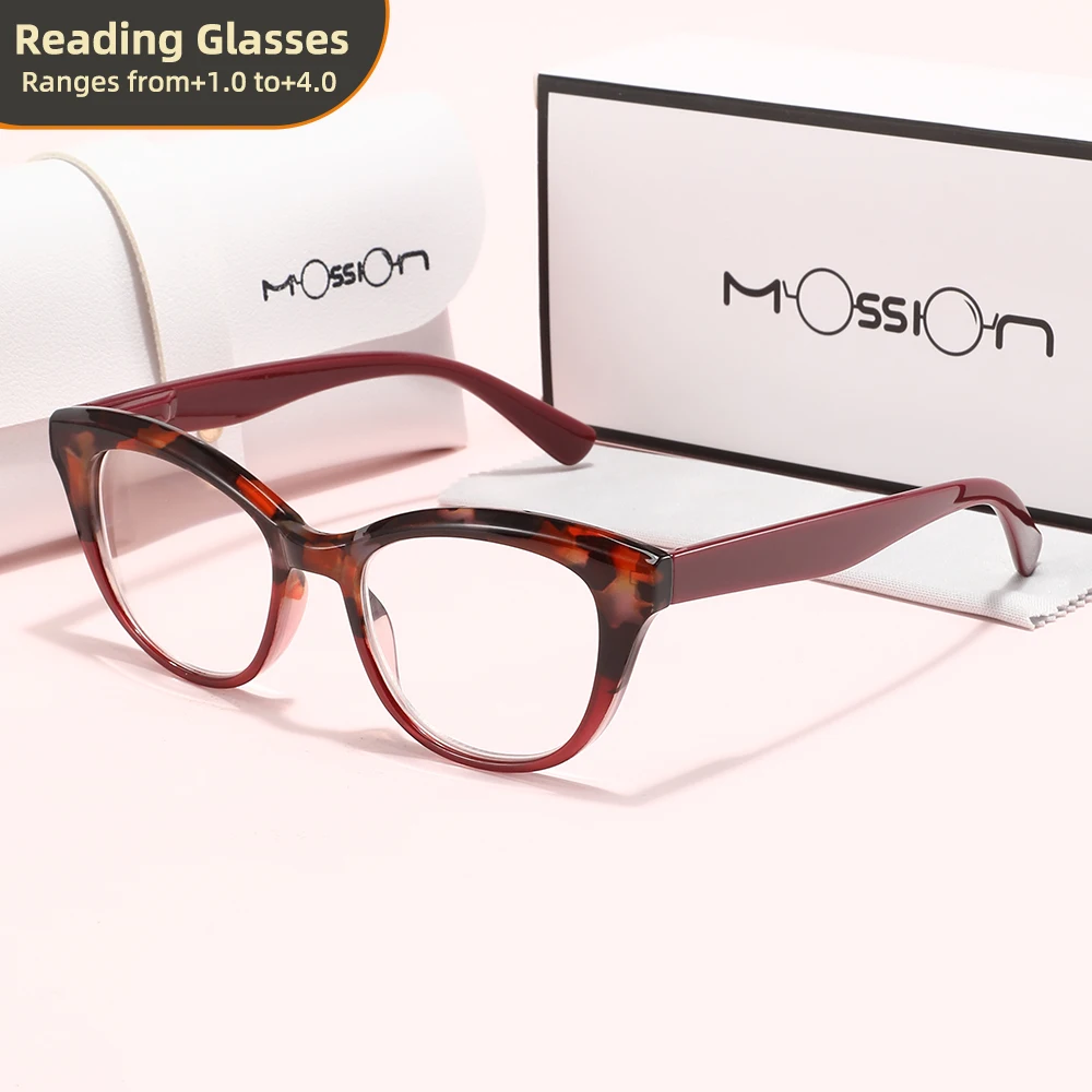 Men's and Women's Reading Glasses – Tortoiseshell Cat-Eye Frames, +1.0 to +4.0 Diopter Range, Lightweight and Stylish, Includes