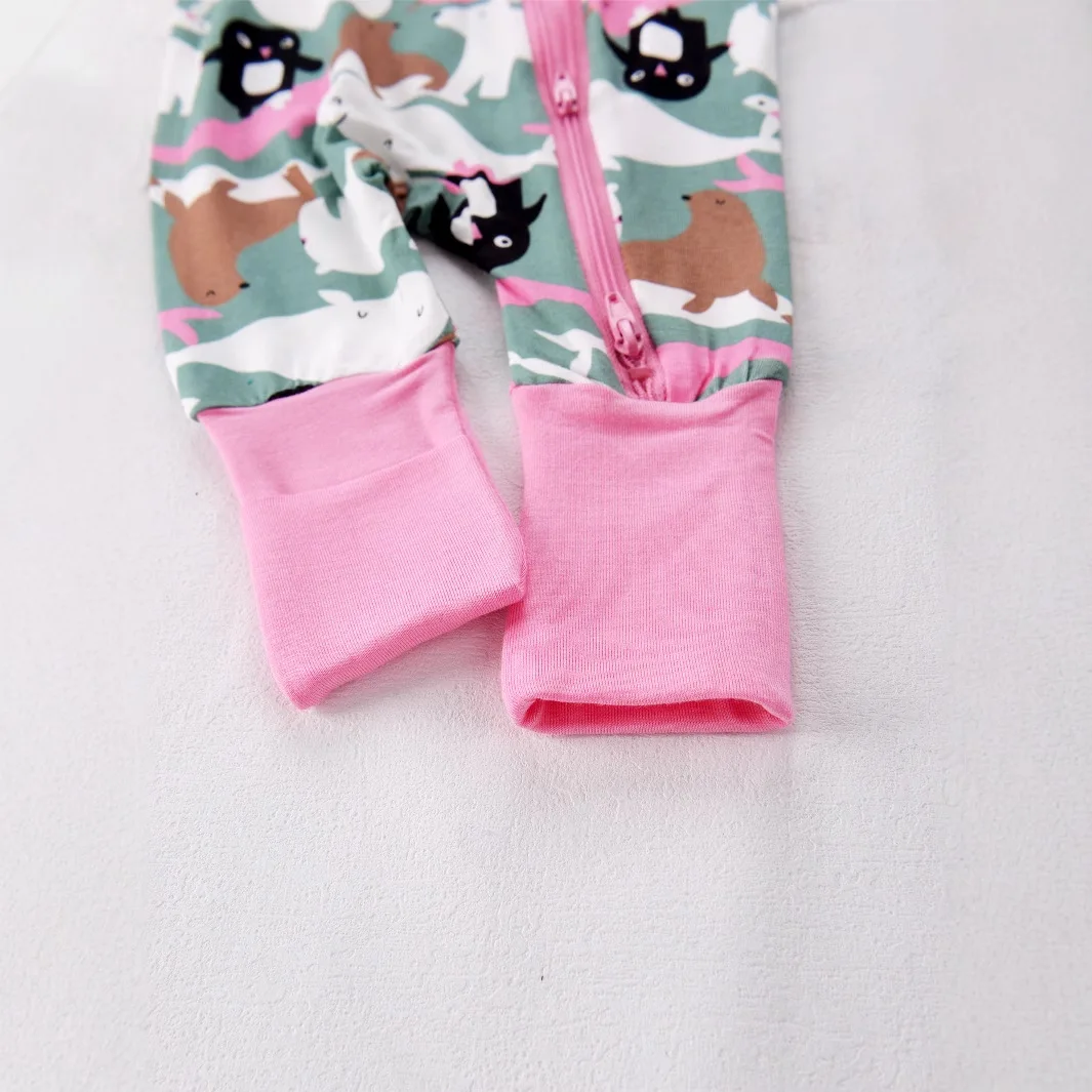 Newborn Baby Bamboo Fiber Romper Pajamas Cartoon Print Onesie Long Sleeve Rompers Soft & Cozy Toddler Spring Summer Casual Pjs