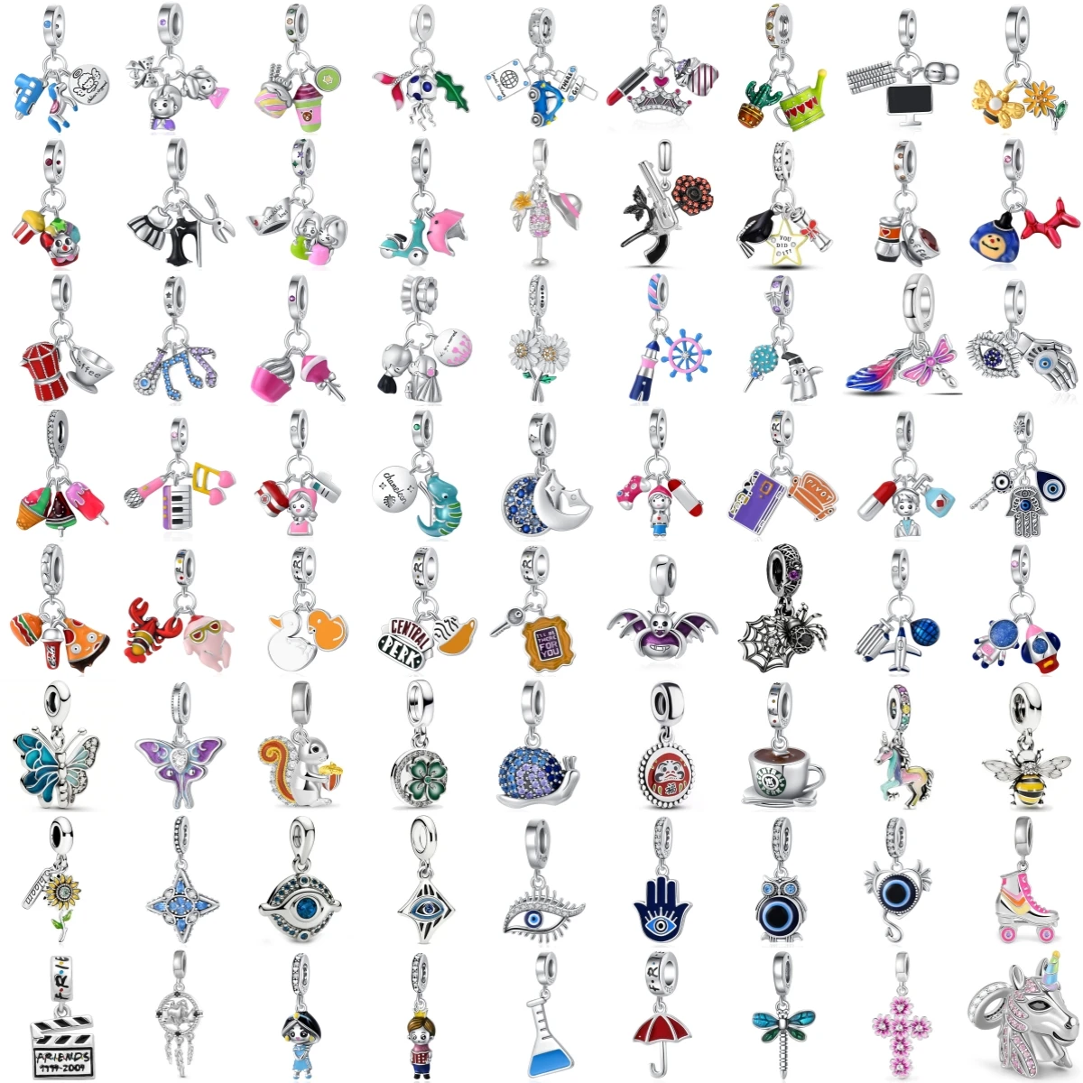 925 Sterling Silver Charms Evil Eye Butterfly Insect Cartoon Animal Tools Pendant Beads Fit DIY Jewelry Making Gift For Women