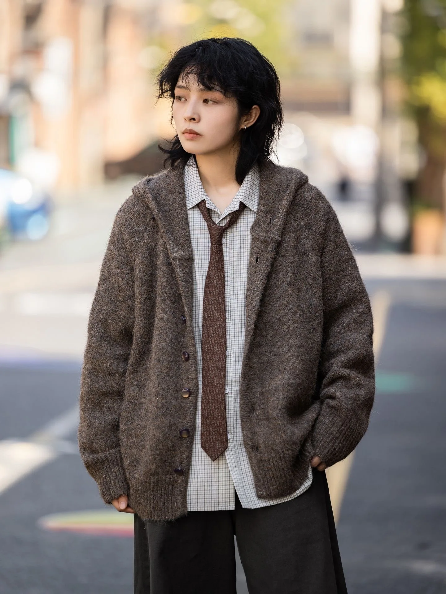 

Retro Japanese Sle Hoodie Knitted Sweater Men Women Lazy Sle Neutral Cardigan Coat Trendy Autumn Winter New Arrival