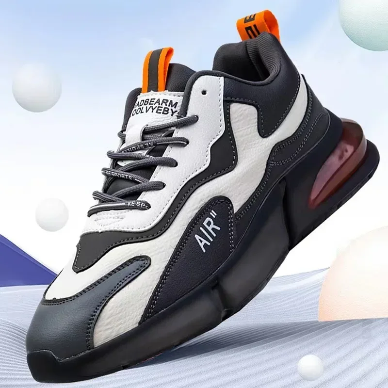 

2025 Spring New Leather Men's Shoes Fashion and Comfortable Casual Sports Shoes Anti Slip and Wear Resistant Running Shoes