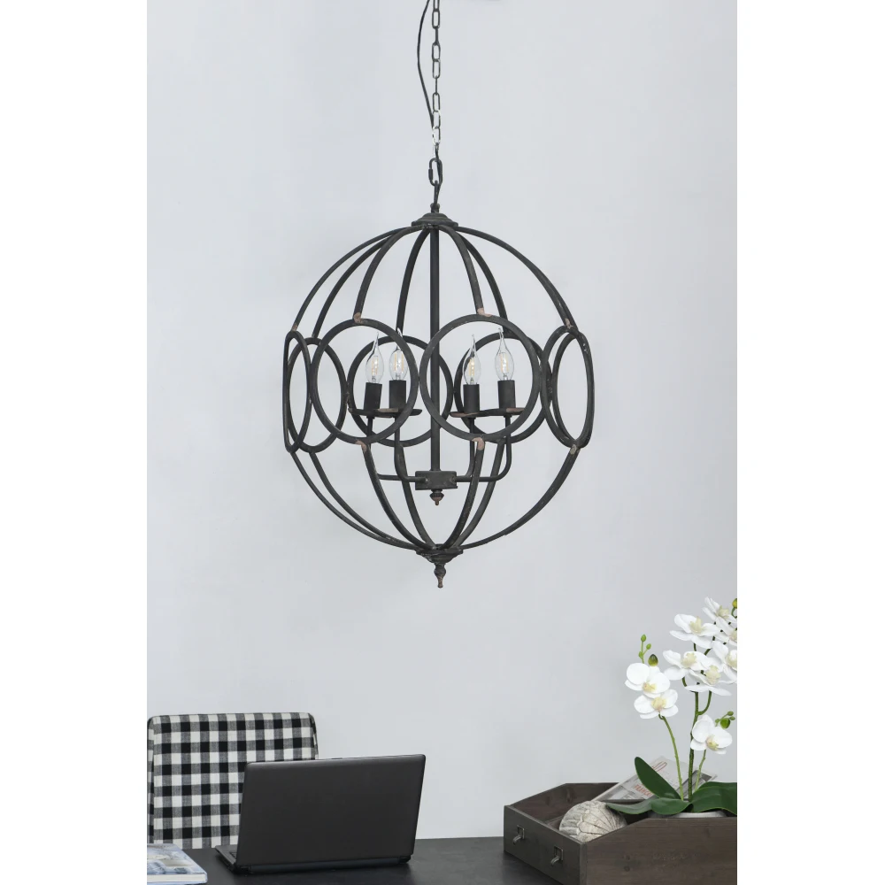 

4 - Light Metal Chandelier, Hanging Light Fixture with Adjustable Chain for Kitchen Dining Room Foyer Entryway, No Included Bulb