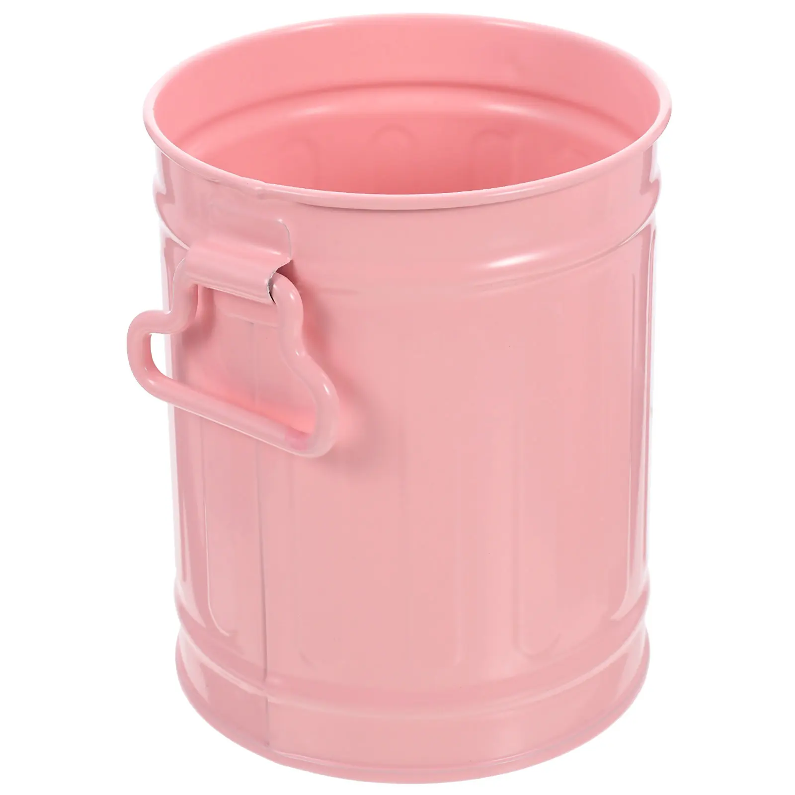 Iron Trash Bin Desktop Organizer Pen Holder Pencil Container Makeup Brush Holder Simple Style Garbage Bucket for Bedroom