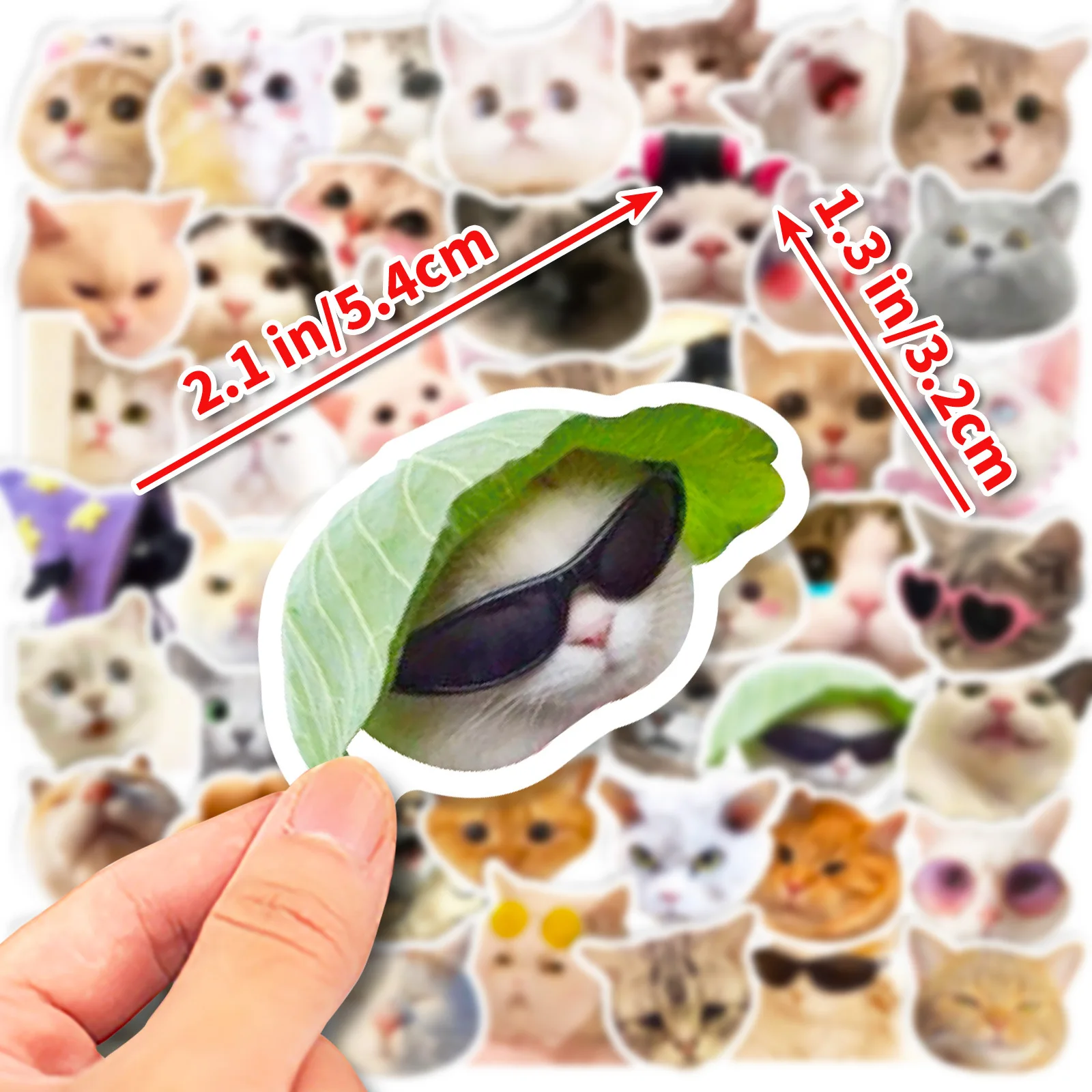 50PCS Cute Cat MEME Cartoon Animals Graffiti Stickers DIY Phone Guitar Laptop Notebook Suitcase Cup Waterproof Sticker Kids Toy