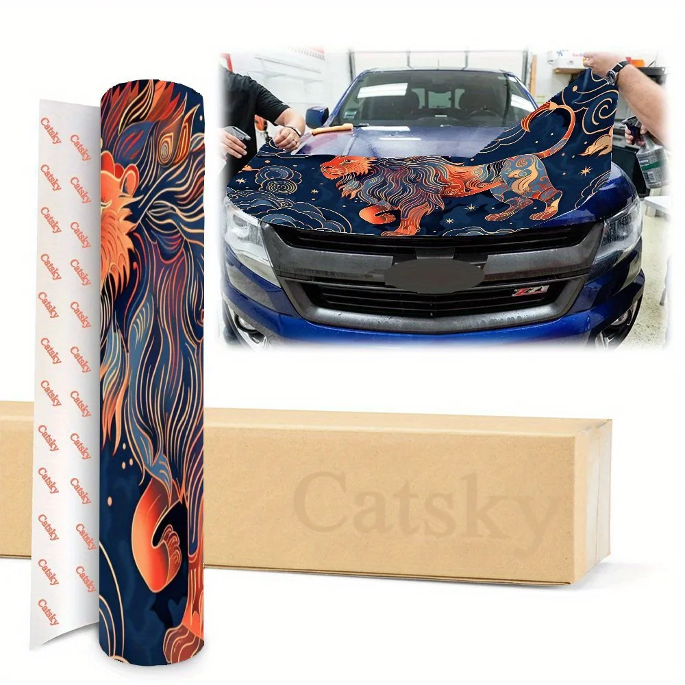 สติ๊กเกอร์ติดฝากระโปรงรถลาย Myth Lion กันน้ำ มีกาวในตัว ทนต่อการขีดข่วน ติดง่าย สติ๊กเกอร์ PVC สำหรับรถยนต์ ทนทาน ตกแต่งรถยนต์