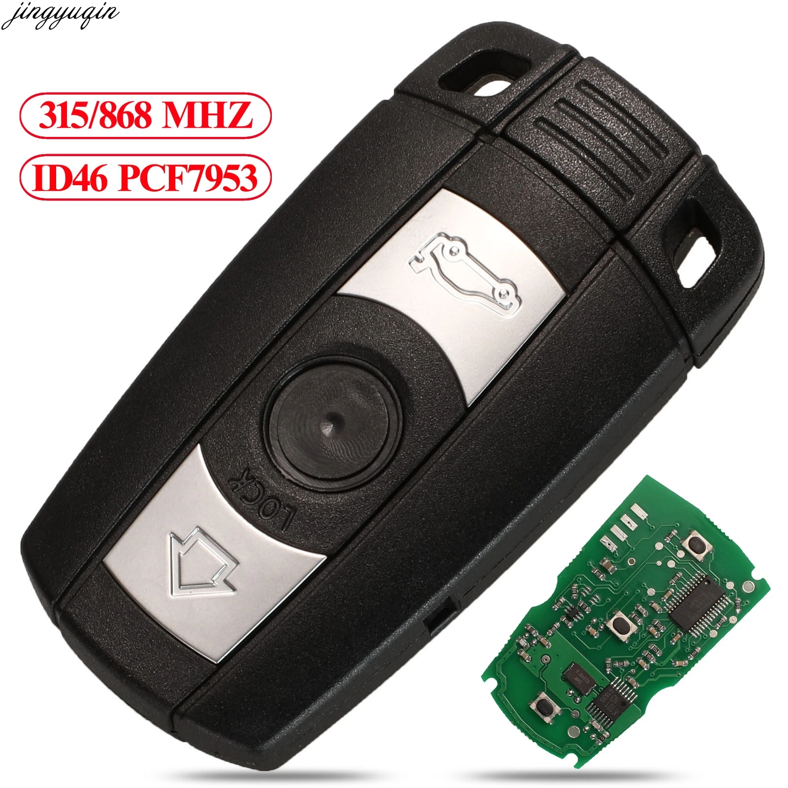 

Jingyuqin Remote Keyless-Go Car Key 315/868MHz ID46 PCF7953 For BMW 3 5 Series CAS3 X5 X6 Z4 Hands Free Smart Control