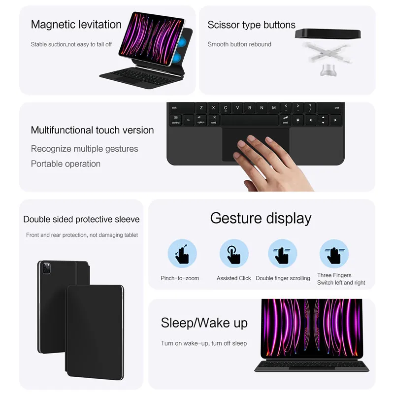 Imagem -04 - Teclado para Xiaomi Pad Capa para Tablet Capa de Retroiluminação Flutuante 6s Pro 12.4 Pro 11 2023