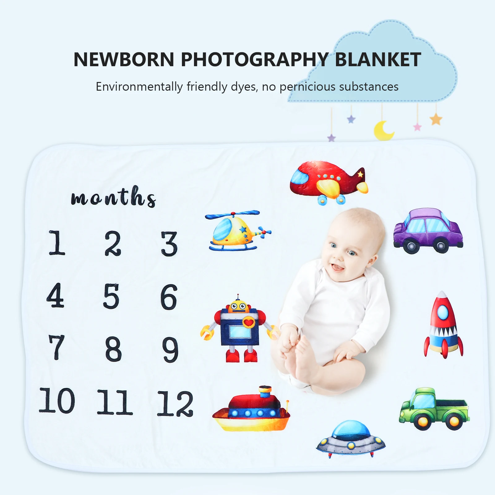 

Girl Baby Photography Blanket Newborn Boys Mat Flannel Blankets Monthly Milestone