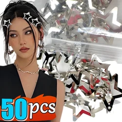 Punk Silver Star Hairpins for Women Stars Filigree Metal Snap Hair Clips Girls Side Hair Grip Y2K Ins Barrettes Hair Accessories