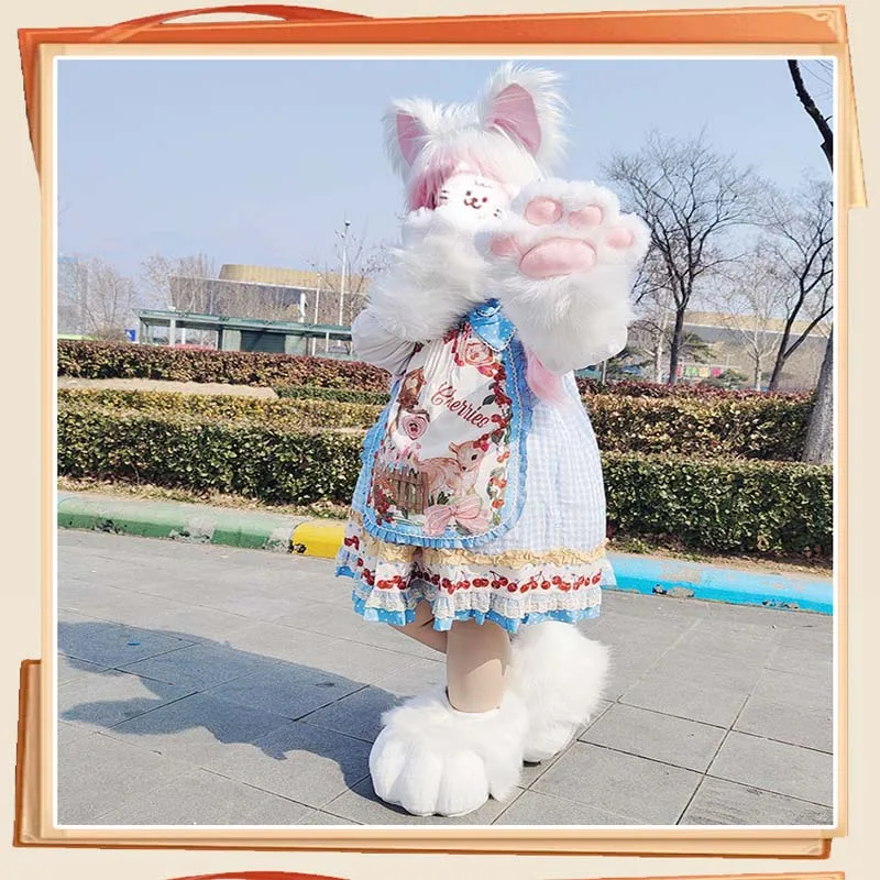 Anime Cosplay Kostuum Hoofddeksels Halloween Carnaval Nepbontmuts voor Vrouw y2k Herfst Winter Gehoorbescherming Warm Houden Hoeden