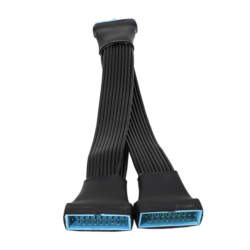 USB 3.0 Female To Male 19/20 Pins 2X Flat Port Splitter Cable For Mainboard Accessories Internal Extension Adapter Cord 15CM