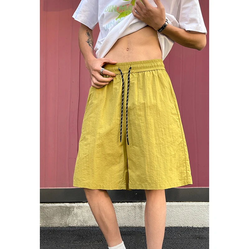 M-XXXXXL Plus Size 2026 Summer Japanese Streetwear Loose Fit Hawaii Shorts with Drawstring Men's Vintage Washed Wide Leg Shorts
