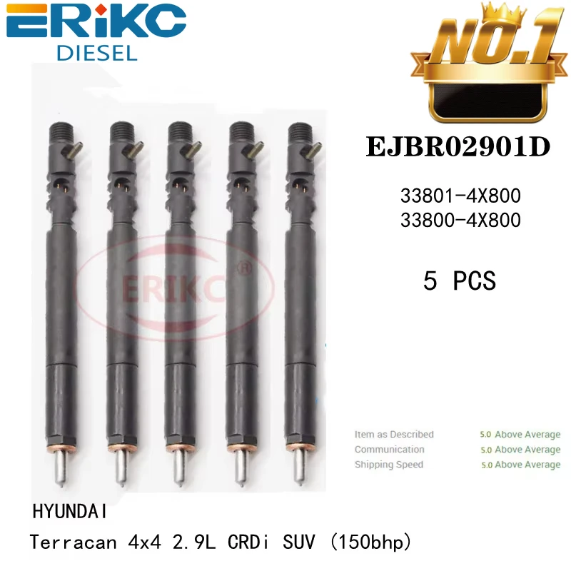 

ERIKC 5 PCS EJBR02901D OEM 33801-4X800 33800-4X800 Diesel Engine Parts Injector FOR HYUNDAI Terracan 4x4 2.9L CRDi SUV (150bhp)