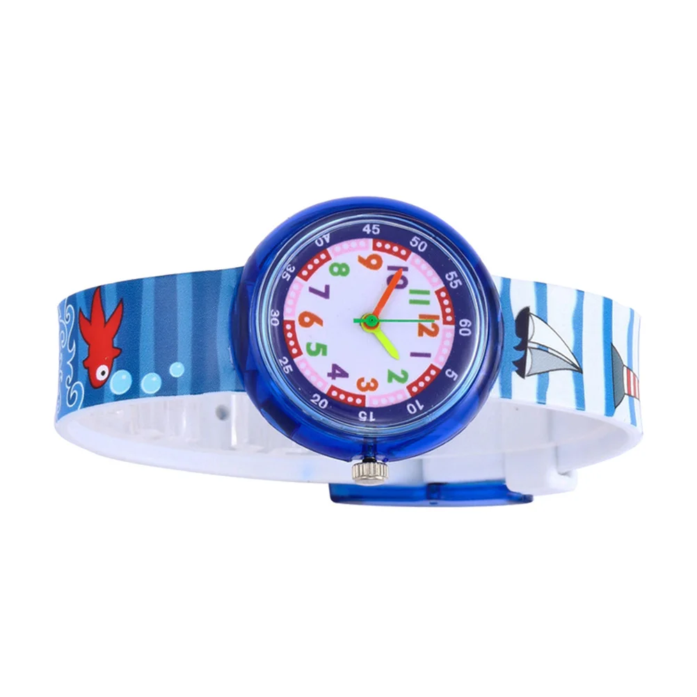 

Cartoon Watch For Kids Sailboat Pattern Durable Quartz Movement Children'S Wristwatch Casual Kid Watch Adorable Kids Timepiece