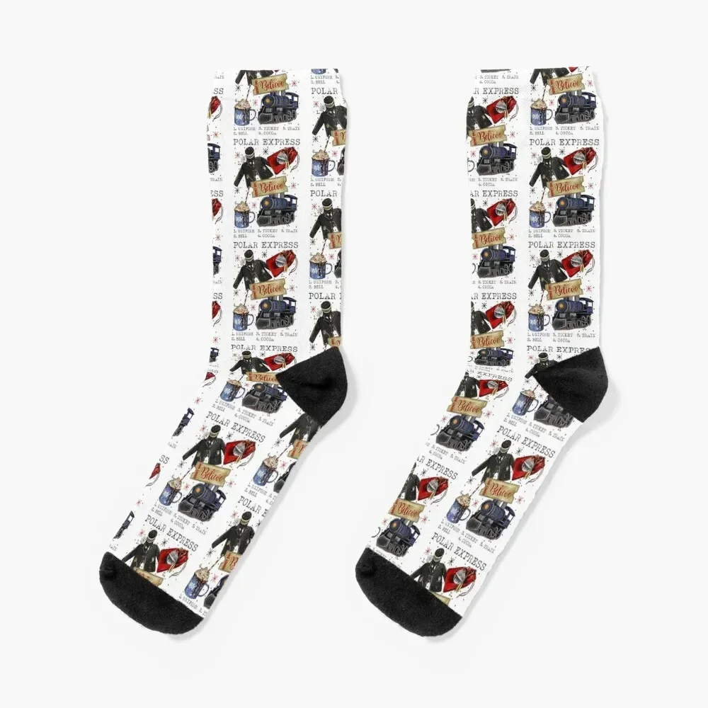 

Christmas North Pole Polar Express All Abroad Xmas Socks Non-slip basketball Christmas Sports Socks For Women Men's