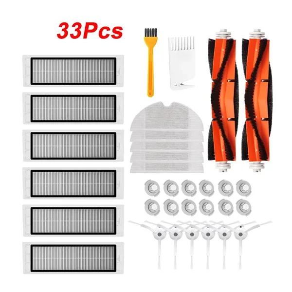 

For Xiaomi 1S Robot S50 S55 S51 S5 S6 33pcs/set Side Brush Roll Brush Mop Colth HEPA Filter Vacuum Cleaners Parts Accessories