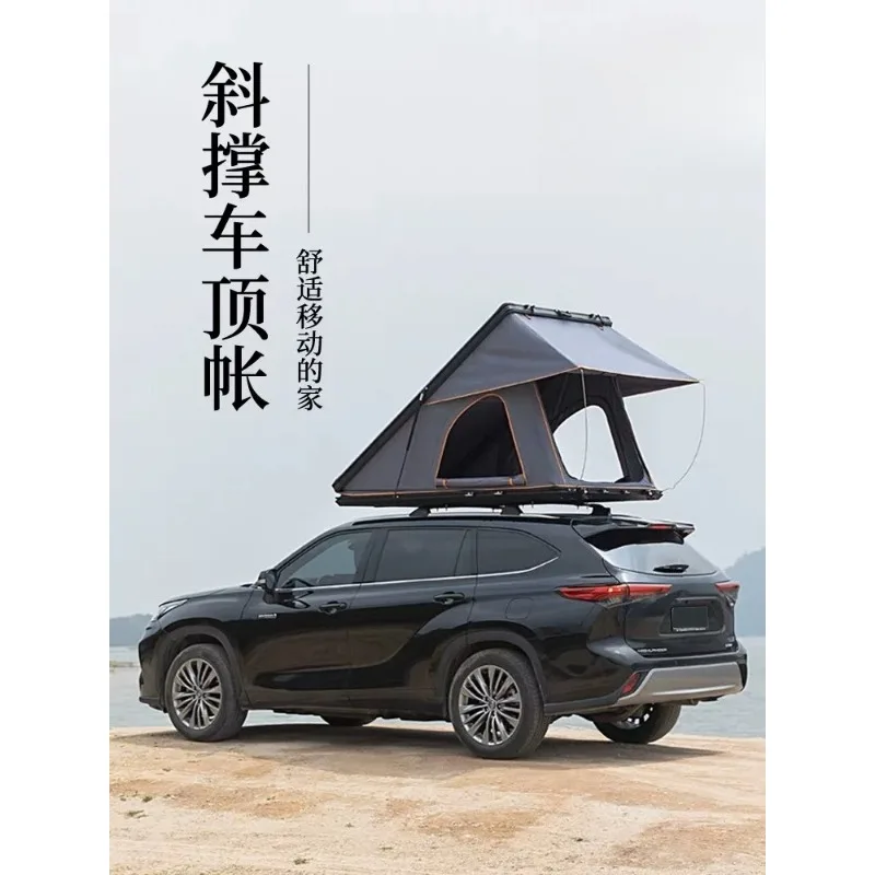 Lightweight triangular hard shell roof tent Flip roof tent 2 people Aluminum car camping hard shell roof tent