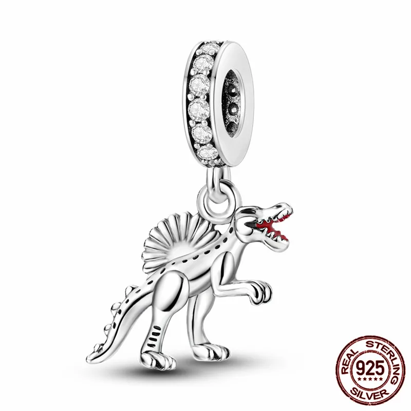 

S925 sterling silver Spinosaurus pendant charm and beads, perfect for creating original bracelets –a great DIY jewelry gift for