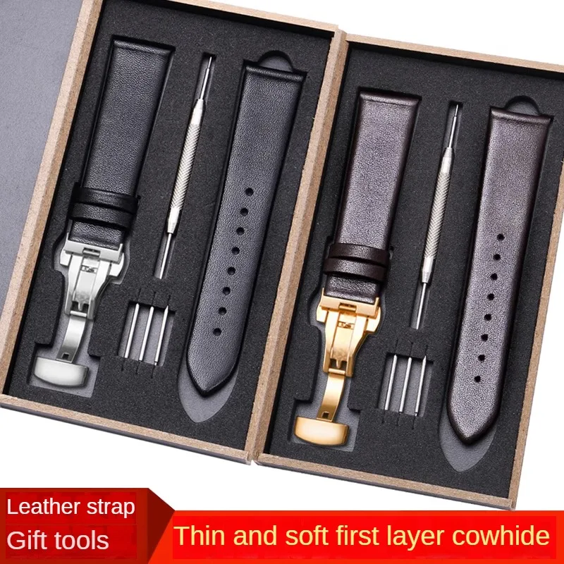 

General Bbrand Leather Watchband With 14/15/16/17/18/19/20/21/22/23/4 mm Flat Interface Leather Watch Belt.