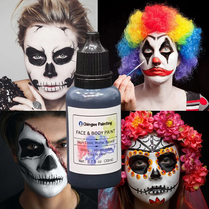 مجموعة طلاء الجسم مكونة من 12 لونًا للهالوين والحفلات التنكرية والحفلات، ألوان زيتية خاصة مائية سريعة الجفاف والوجه وفن جرافيتي كامل الجسم