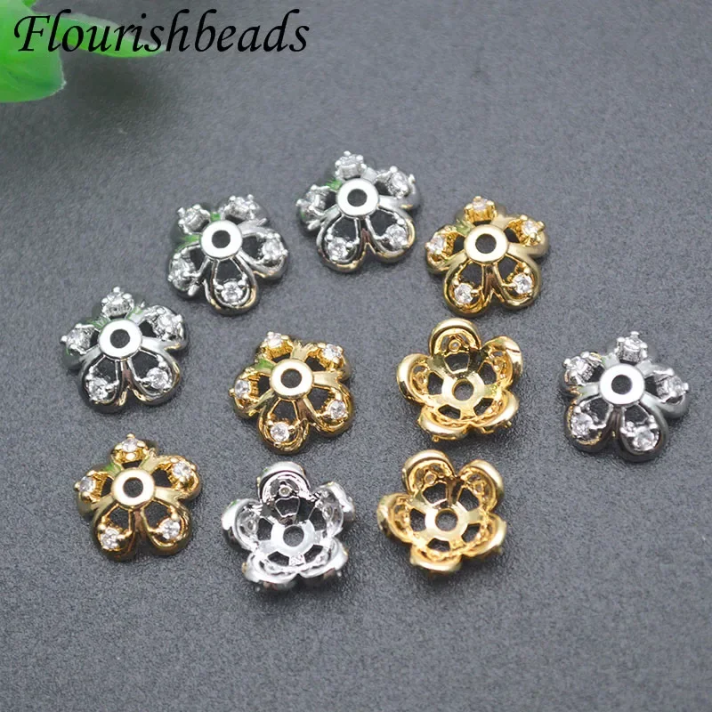 6/8/11mm Gold Silver Color Nickel Free Flower Beads Caps Loose Spacer Beads for Jewelry Making  Accessories Supplies