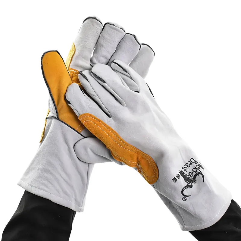 Extended Welding Gloves Double Spliced Cowhide Suitable For Barbecue Baking Work Full Protection of the Palm to Prevent Burns image 3
