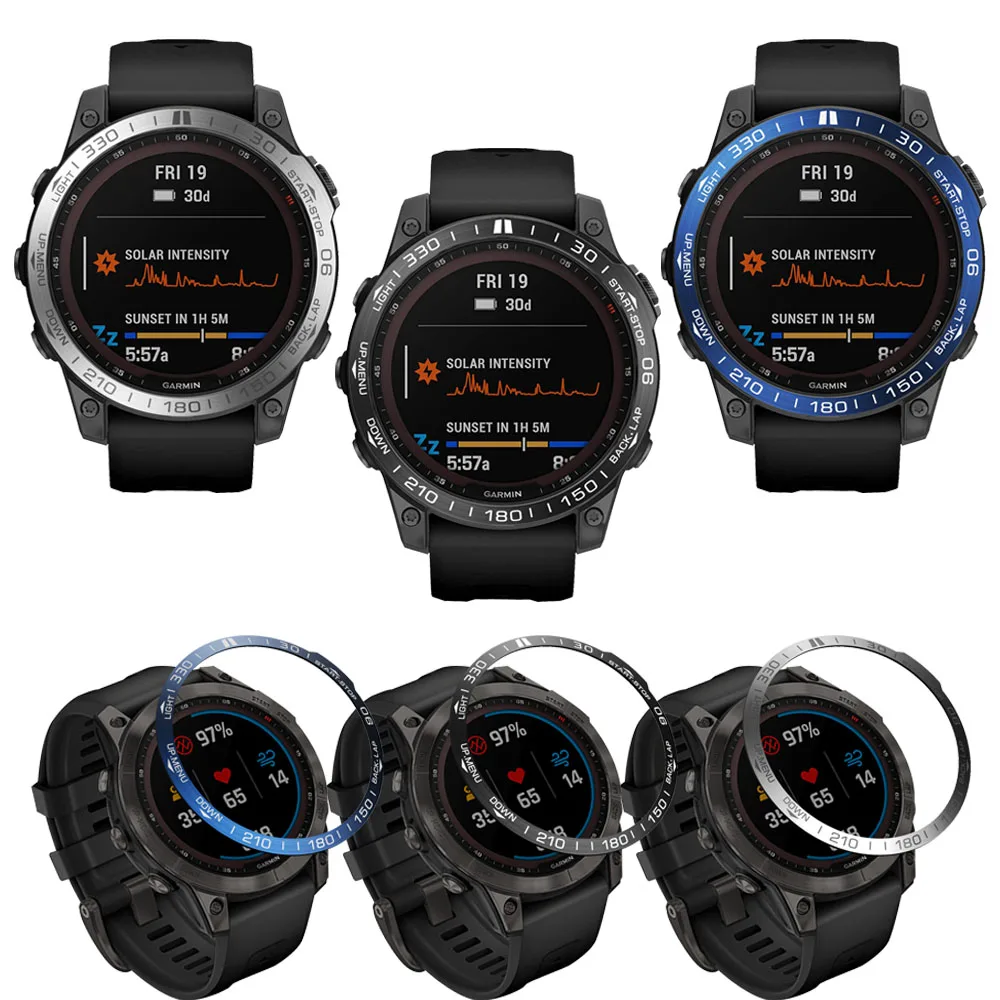 แหวนครอบสำหรับ Garmin Fenix 7 7X 5plus 6 6X Pro epix 47 51มม. แหวนแซฟไฟร์หนามเตยสแตนเลสกาวป้องกันรอยขีดข่วน