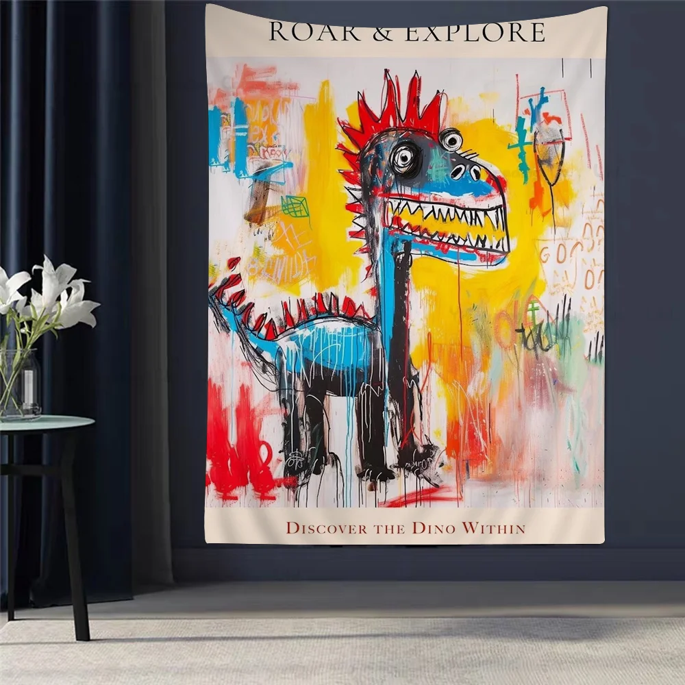 Klassische Pop Street Graffiti abstrakte Dinosaurier Cartoon Wandteppich Kunst Science Fiction Zimmer Home Decor Wandbehang Home Decor