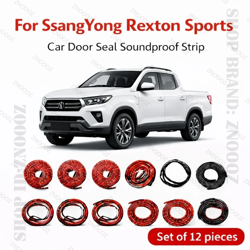 

For SsangYong Rexton Sports Car Door Seal Strip Rubber Double Layer Soundproof Dustproof Waterproof Door Weatherstrip 12PCS Set