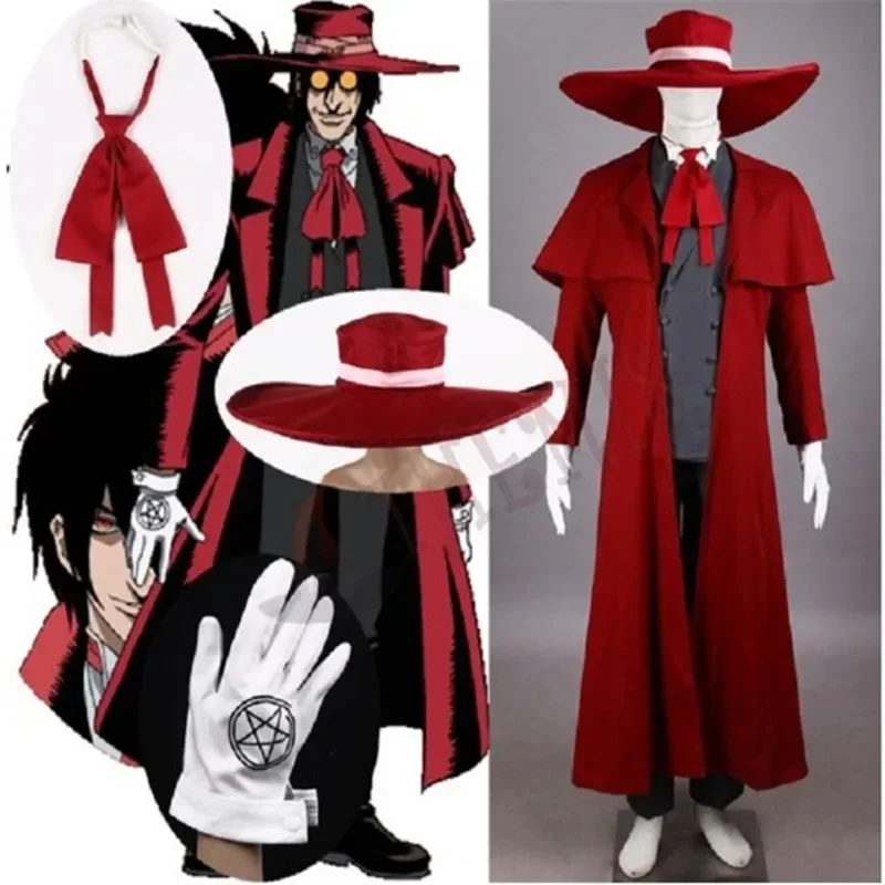 HELLSING Anime Alucard Hunter Tailored Ultimate Vampire Halloween Cosplay Kostüm Komplettset Custom Ma MN1