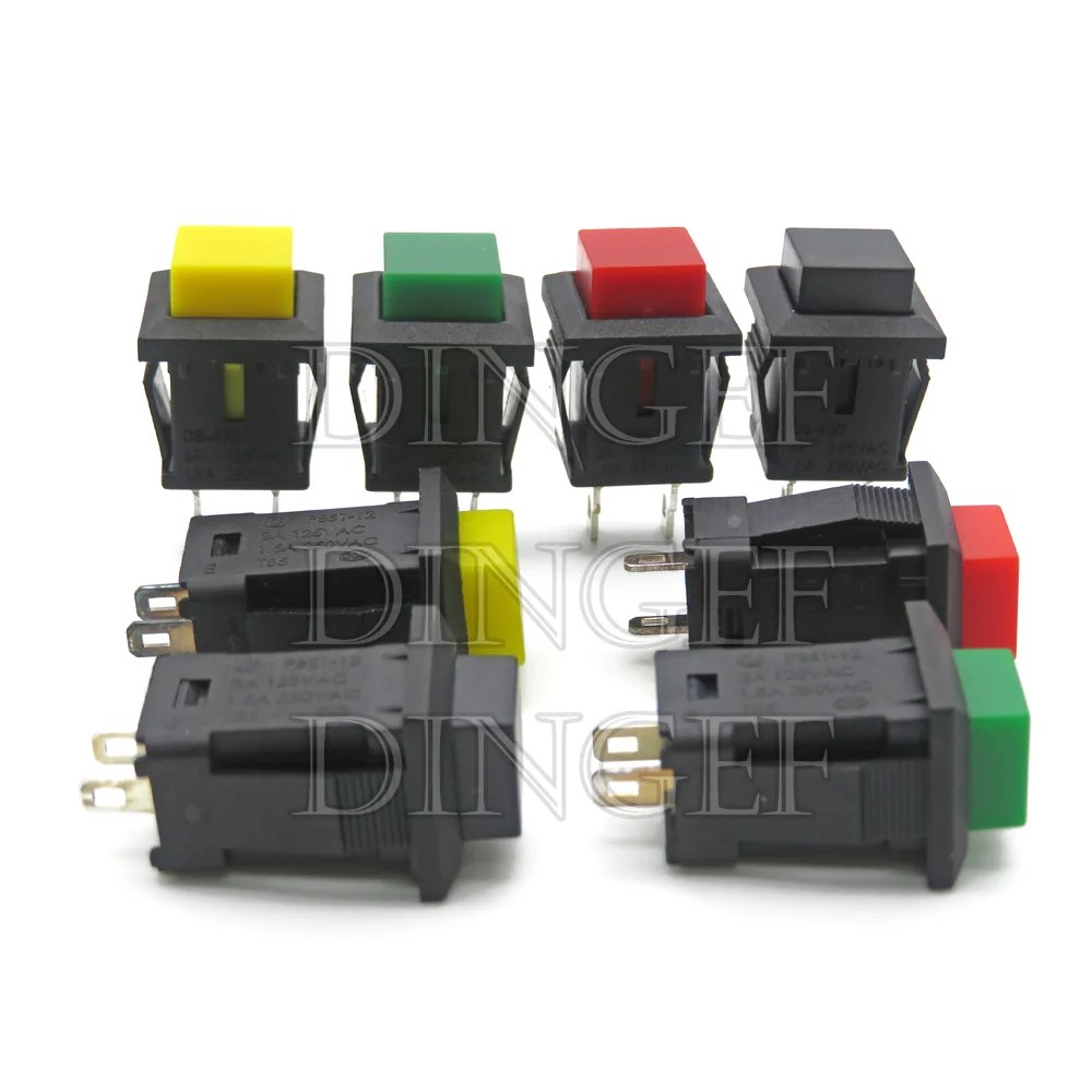 5PCS DS-430 DS-429A DS-429B NO Reset Switch Square Momentary Switch NC DS-429A 3A/125VAC Self-locking Push Button Switch