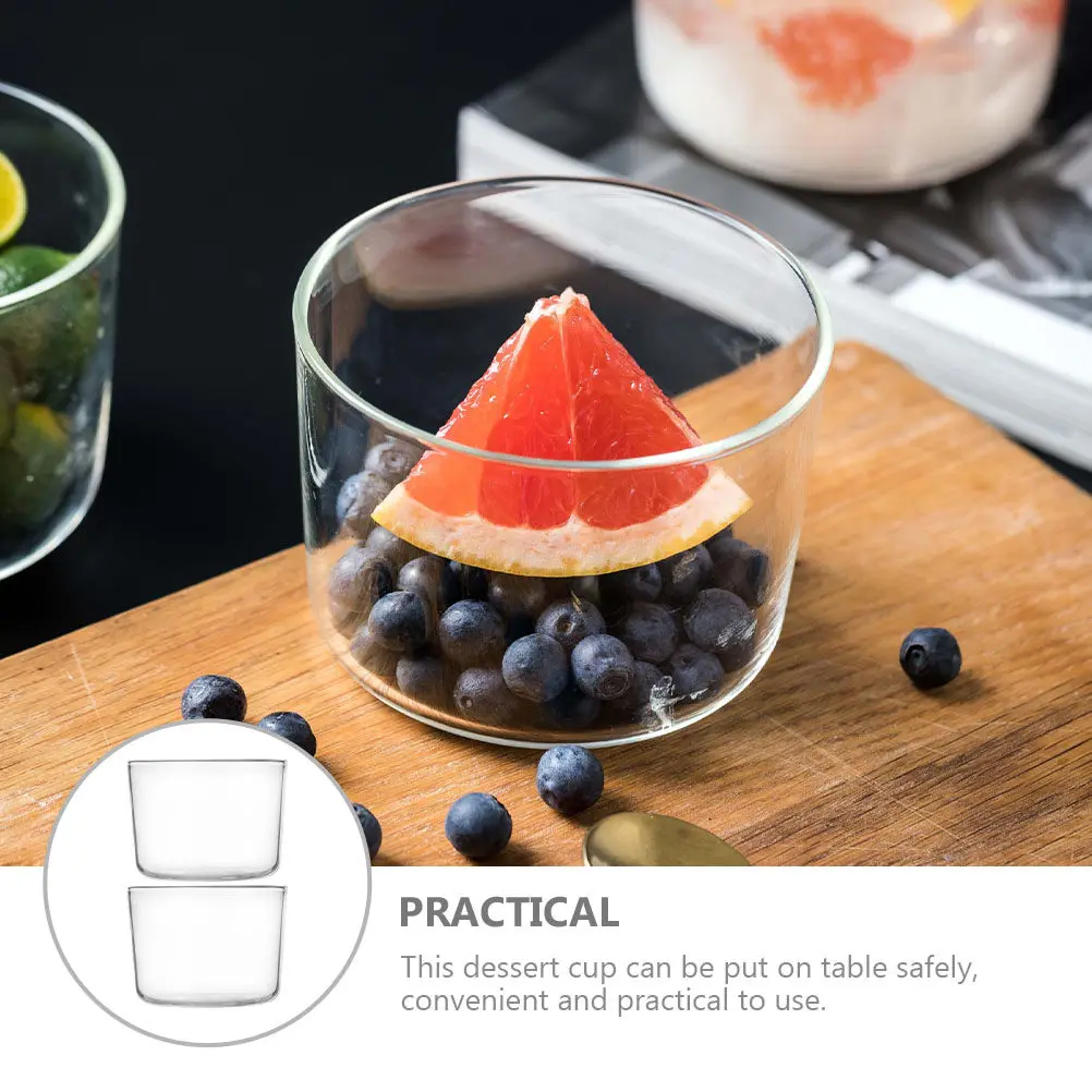 

2Pcs Glass Pudding Cups Transparent No Lid Small Jelly Bowls Dessert Containers Yogurt Mousse Cake Baking Cups Ice Cream Holders