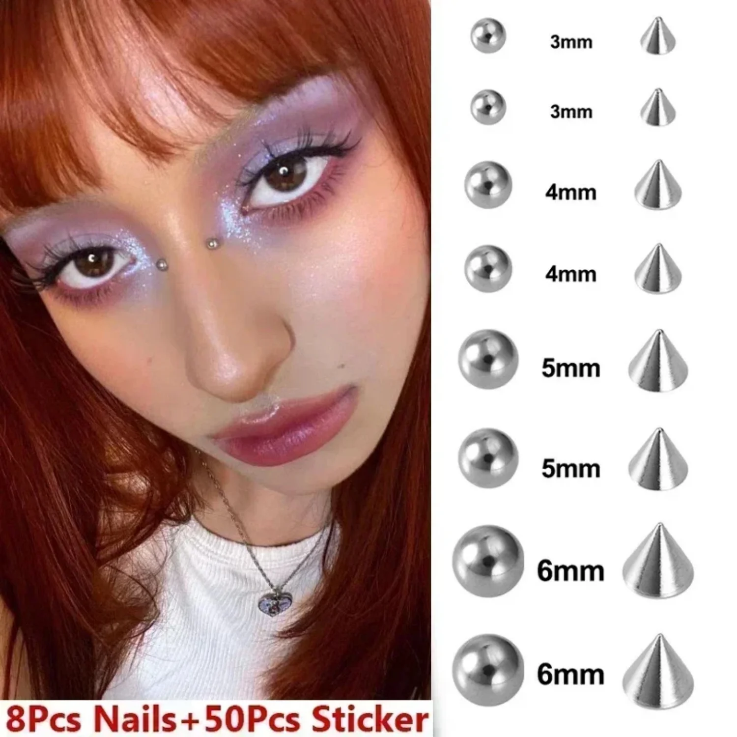 180pcs Fake Lip Eyebrow Ear Stickers Non Piercing Reusable Earring Studs Hip hop Fake Nose Nails Ring Body Belly Button Jewelry